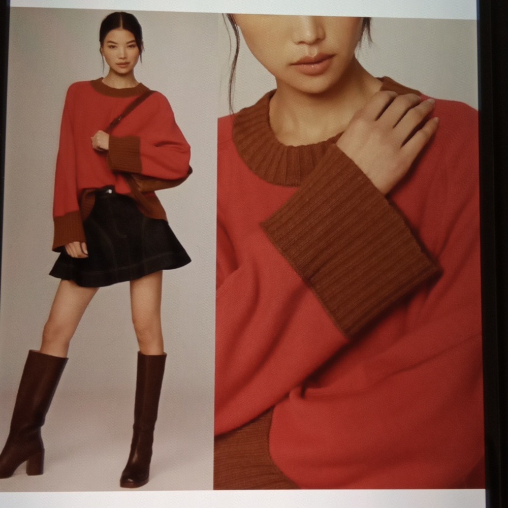 Maeve Anthropologie The Chandler Crew Neck Relaxed Pullover Sweater Sz Meduim